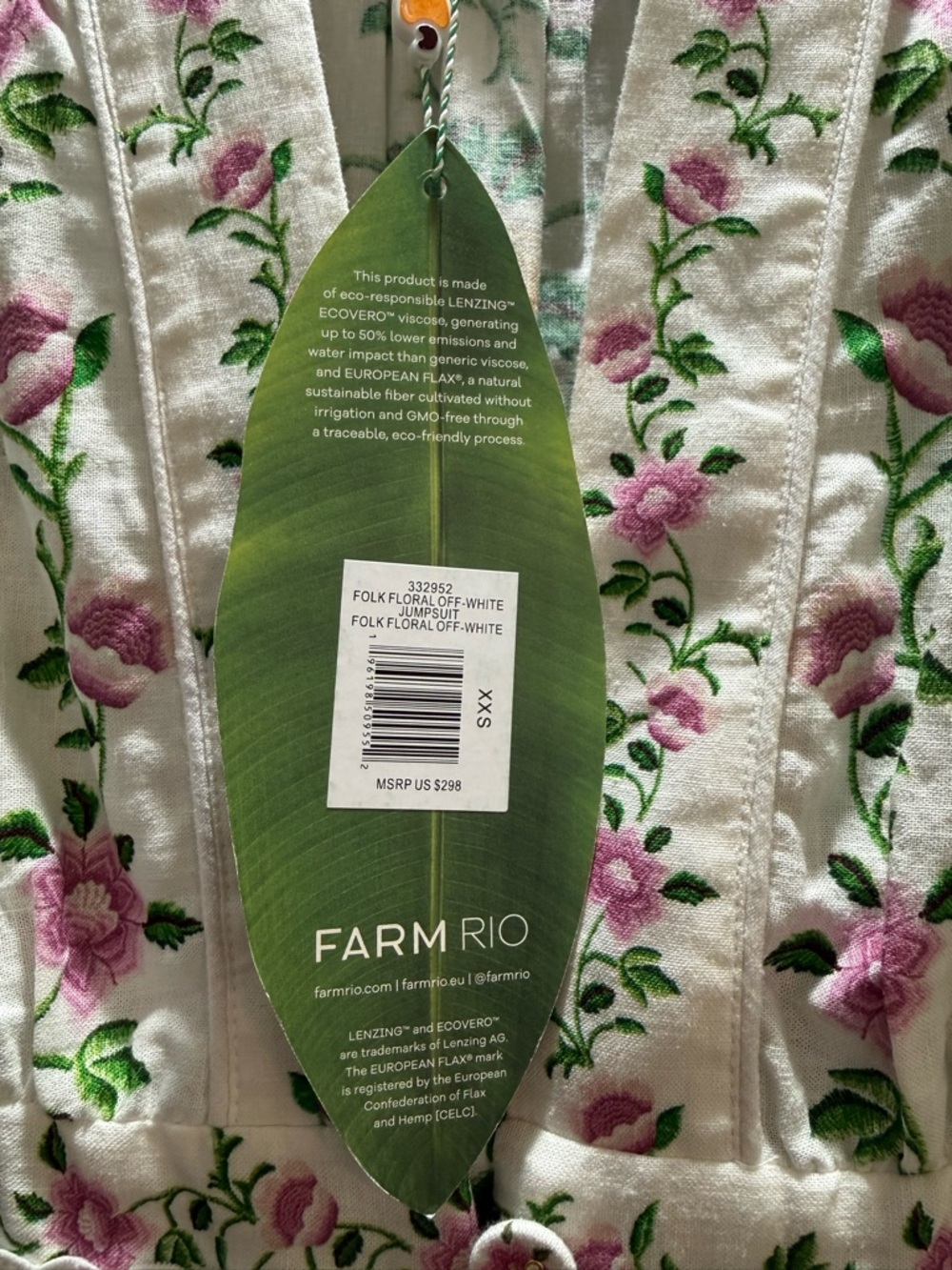 FARM Rio Folk Floral Off White Wide Leg Jumpsuit - Picture 2 of 9